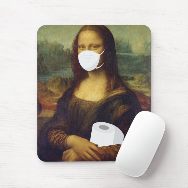 Quarantine Mona Lisa Mouse Mat (With Mouse)