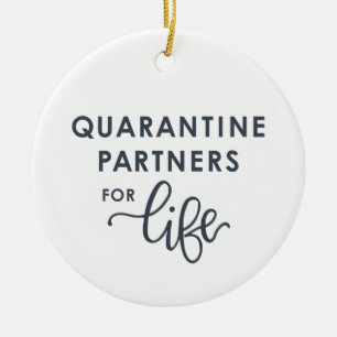 Quarantine Partners for Life   Coronavirus (Grey) Ceramic Tree Decoration