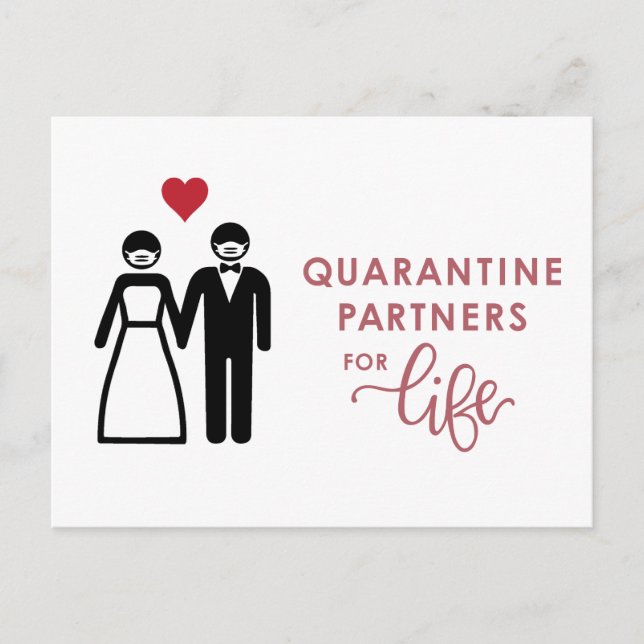 Quarantine Partners for Life | Pink Announcement Postcard (Front)