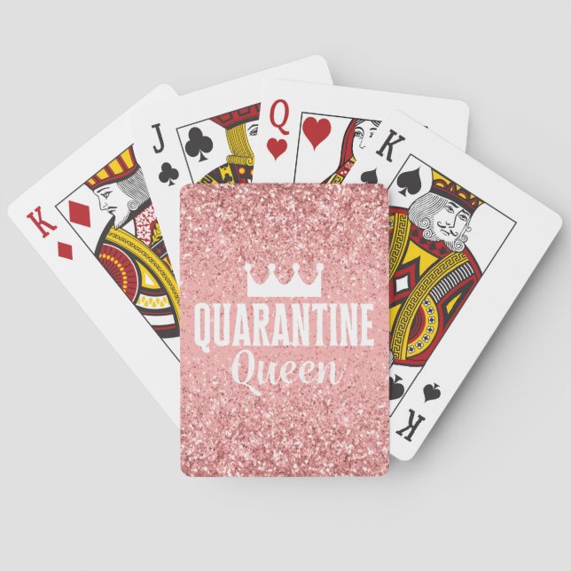 Quarantine Queen - pink glitter with crown Playing Cards (Back)