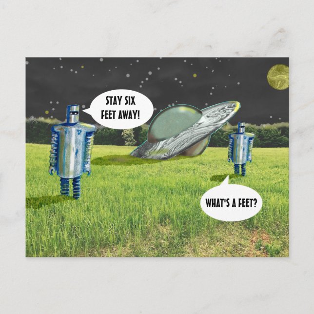 QUARANTINE SIX FEET ROBOTS by Jetpackcorps Postcard (Front)