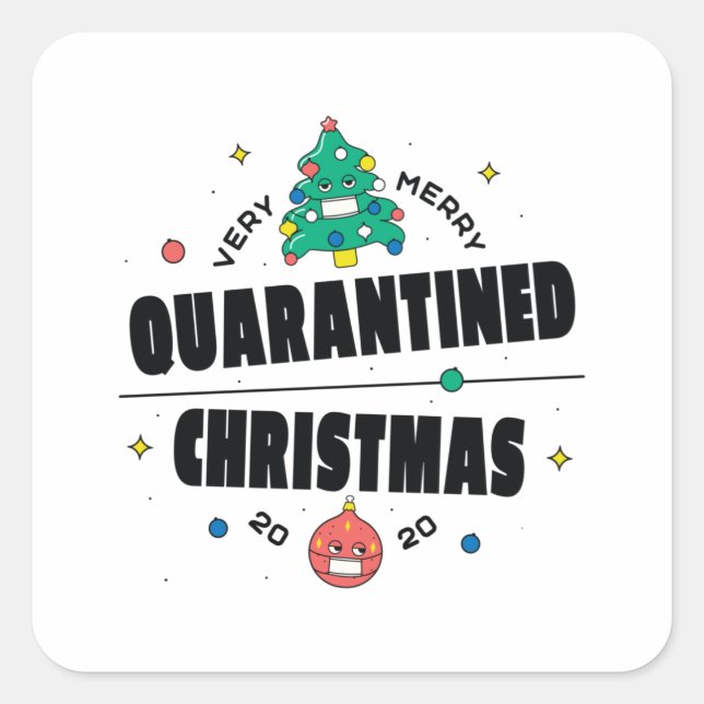 quarantined christmas square sticker (Front)