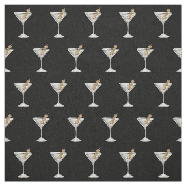 Quarantini Cocktail Pattern Face Mask Black Fabric (Swatch)