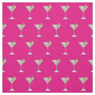 Quarantini Cocktail Pattern Face Mask Hot Pink Fabric