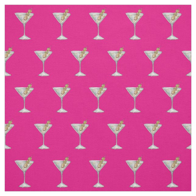 Quarantini Cocktail Pattern Face Mask Hot Pink Fabric (Swatch)