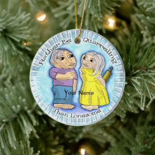 Quarreling or Lonesome Ceramic Tree Decoration