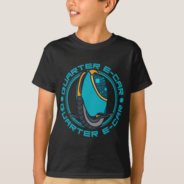Quarter E-Car, Funny Electric Unicycle T-Shirt (Front)