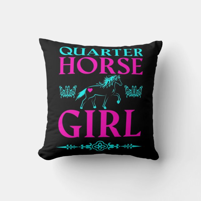 Quarter Horse Girl in Aqua and Pink  Cushion (Front)