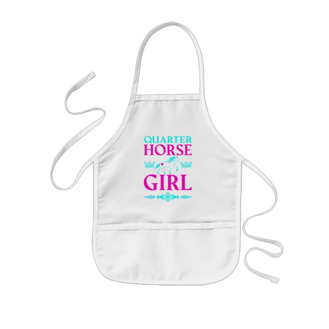 Quarter Horse Girl in Aqua and Pink   Kids Apron (Front)