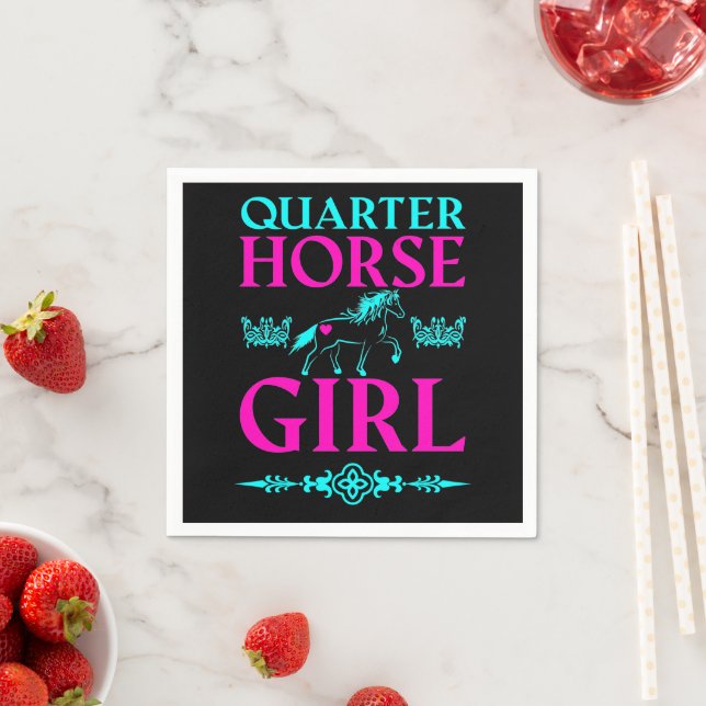Quarter Horse Girl in Aqua and Pink   Napkin (Insitu)