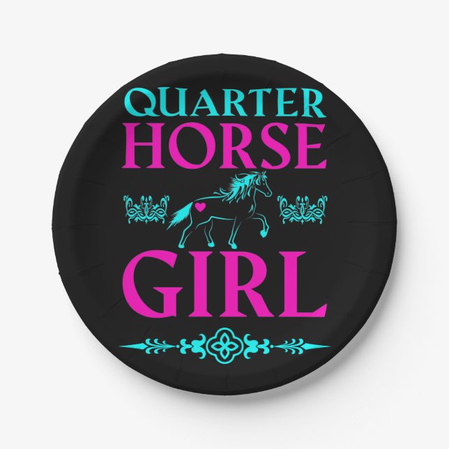 Quarter Horse Girl in Aqua and Pink   Paper Plate (Front)