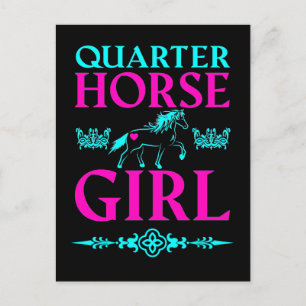 Quarter Horse Girl in Aqua and Pink Postcard