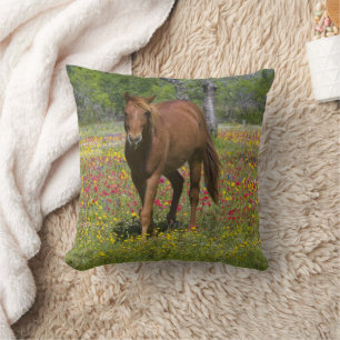 Quarter Horse in Field of Wildflowers Cushion