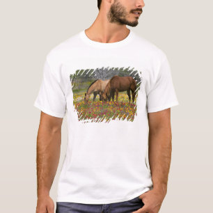 Quarter Horse in field of wildflowers near Cuero T-Shirt