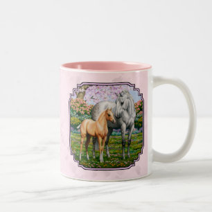 Quarter Horse Mare and Foal Pink Two-Tone Coffee Mug