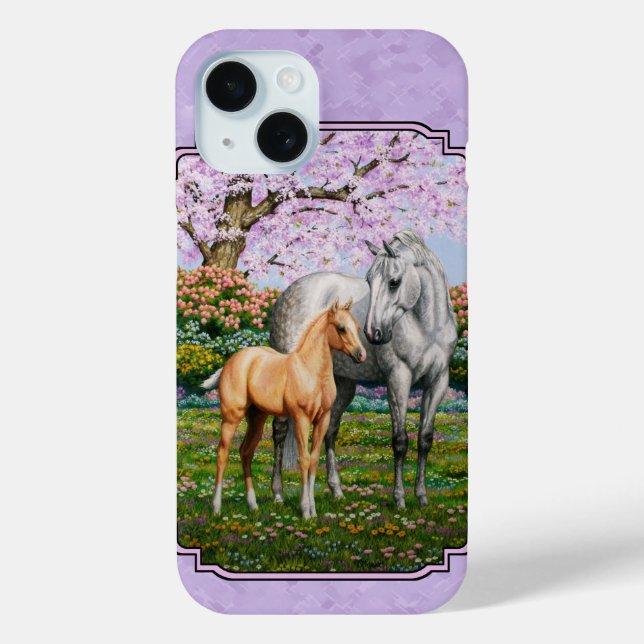 Quarter Horse Mare and Foal Purple Case-Mate iPhone Case (Back)