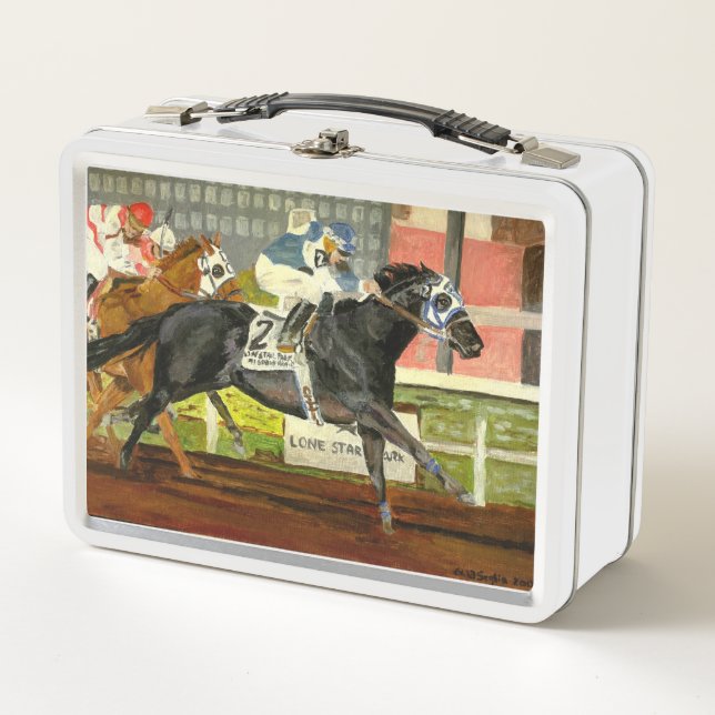 Quarter Horse Racing Portrait Metal Lunch Box (Front)