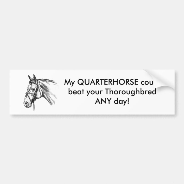Quarter Horse vrs Thoroughbred Bumper Sticker (Front)