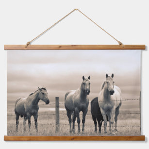 Quarter Horses On Canadian Prairie Hanging Tapestry