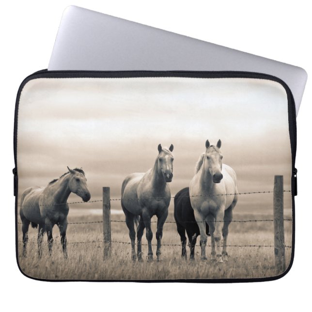 Quarter Horses On Canadian Prairie Laptop Sleeve (Front)