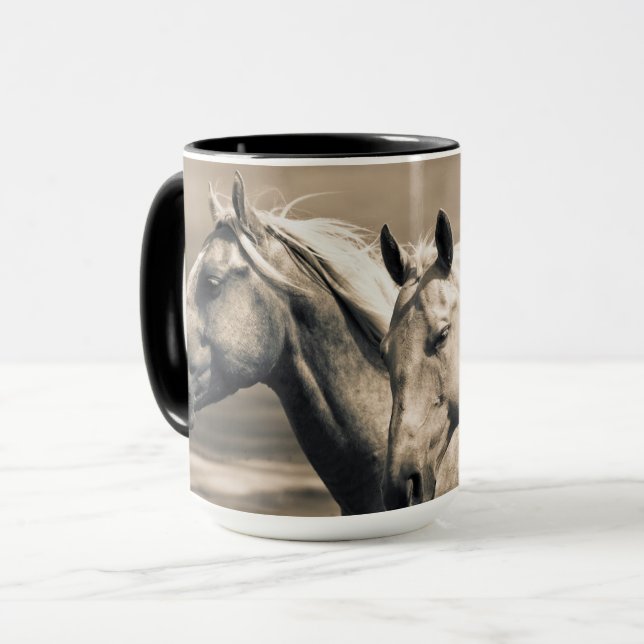 Quarter Horses On Canadian Prairie Mug (Front Left)