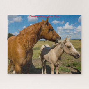 Quarter Horses Texas.Christmas Greetings Jigsaw Puzzle