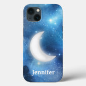 Quarter Moon Against Blue Magical Sky with Name Case-Mate iPhone Case (Back)