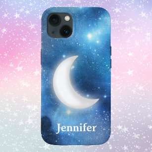 Quarter Moon Against Blue Magical Sky with Name Case-Mate iPhone Case