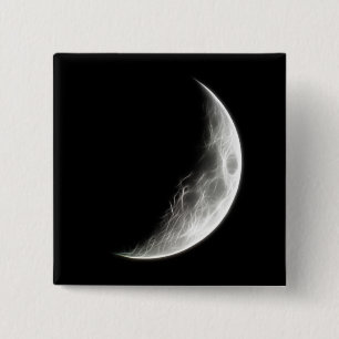 Quarter Moon Lunar Planet Globe 15 Cm Square Badge