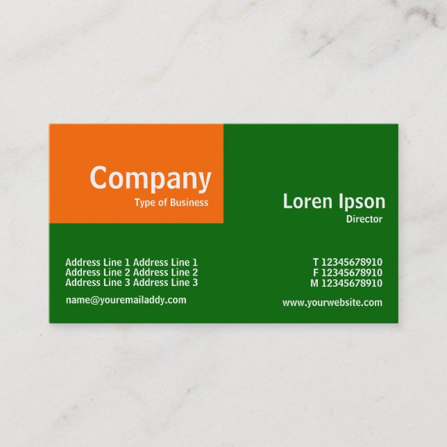 Quarter Patch - Orange and Grass Green (006600) Business Card (Front)