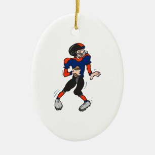 quarterback football player cartoon ceramic tree decoration