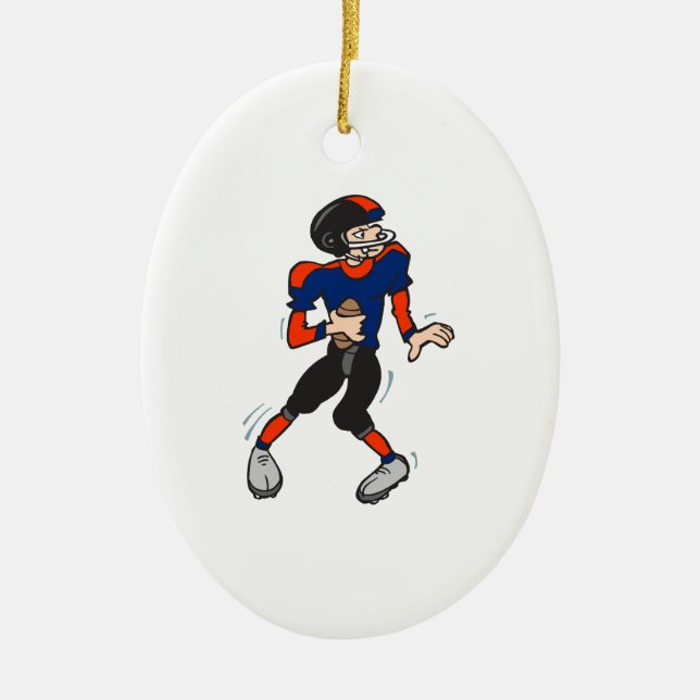quarterback football player cartoon ceramic tree decoration (Front)