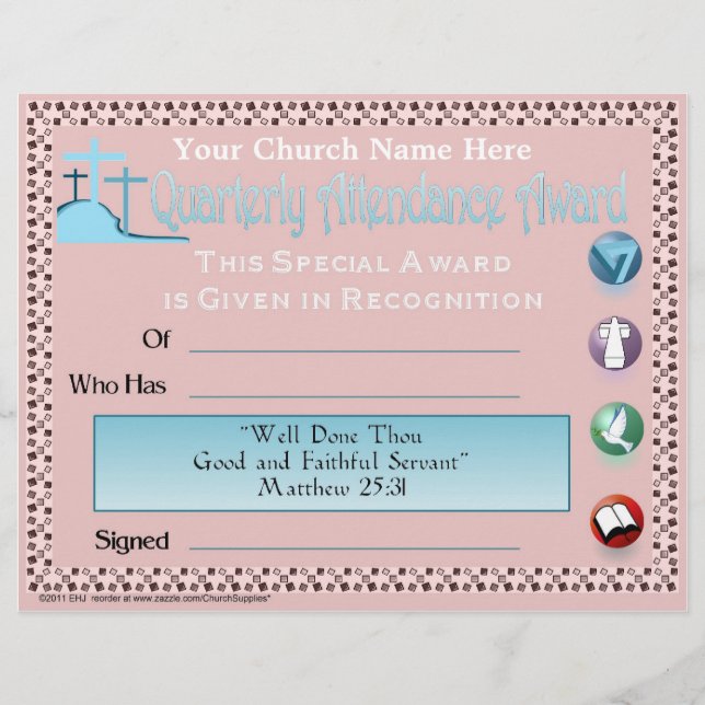 Quarterly Attendance Award (Front)