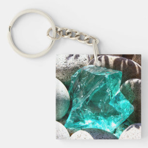 Quartz crystal stone nature rock mineral turquoise key ring