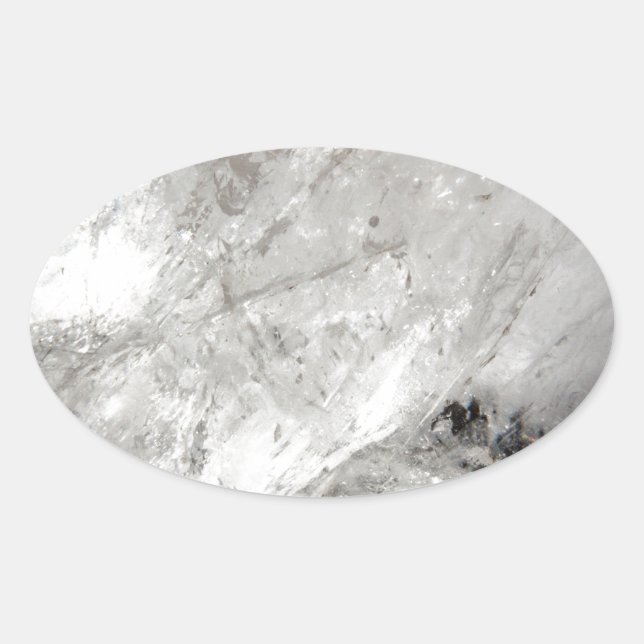 quartz crystal zen love healing stone sparkles oval sticker (Front)