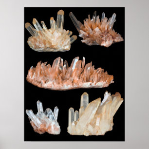 Quartz crystals gemstone rocks poster