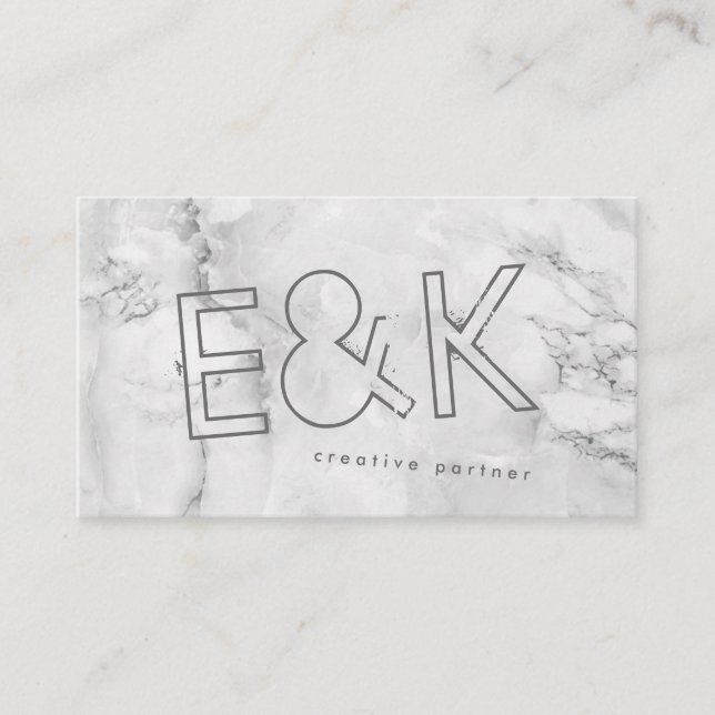 Quartz Marble Ultra Modern Big Funky Script Business Card (Front)