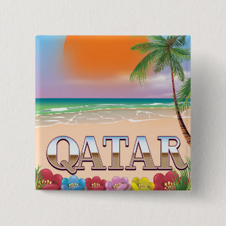 Quatar travel poster 15 cm square badge