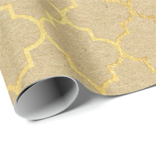 Quatrefoil Art Deco Kraft Gold Elegant Minimal Wrapping Paper