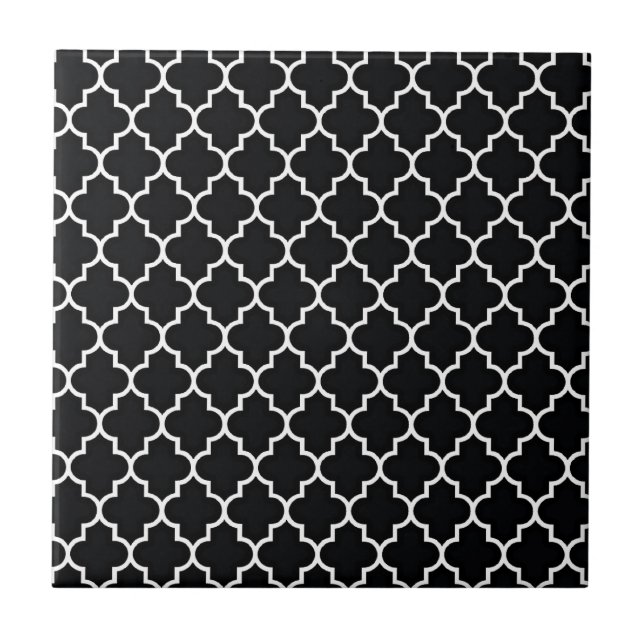 Quatrefoil Black and White Tile (Front)