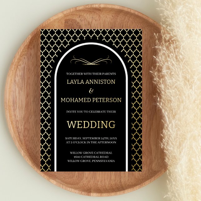 Quatrefoil Black Gold Wedding Morrocan Modern (Creator Uploaded)
