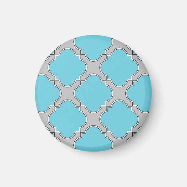 Quatrefoil blue and grey magnet (Front)