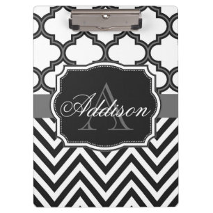 Quatrefoil Chevron Monogram Clipboard