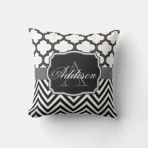 Quatrefoil Chevron Monogram Cushion