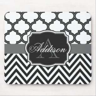 Quatrefoil Chevron Monogram Mouse Mat