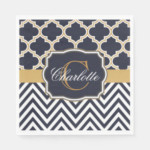 Quatrefoil Chevron Monogram Napkin