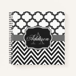 Quatrefoil Chevron Monogram Notebook