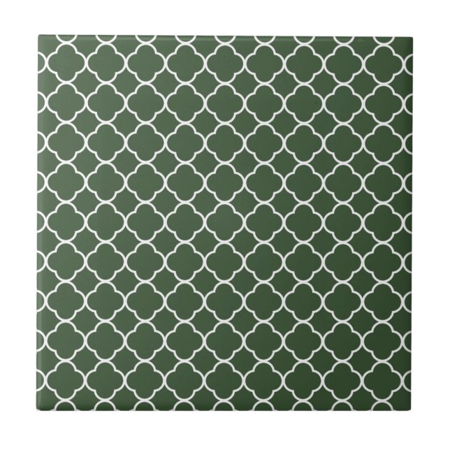 Quatrefoil Clover Pattern: Hunter Green Tile (Front)