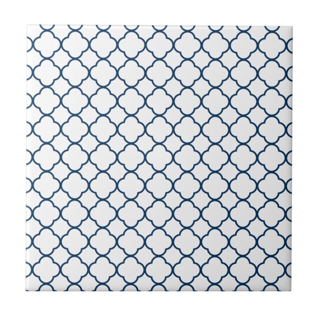 Quatrefoil Clover Pattern: Navy Blue Tile (Front)
