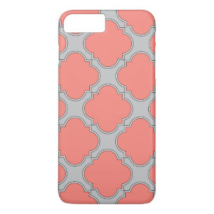 Quatrefoil coral and gray iPhone 8 plus/7 plus case